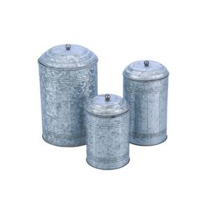 3-Piece Rustic Metal Galvanized Canisters
