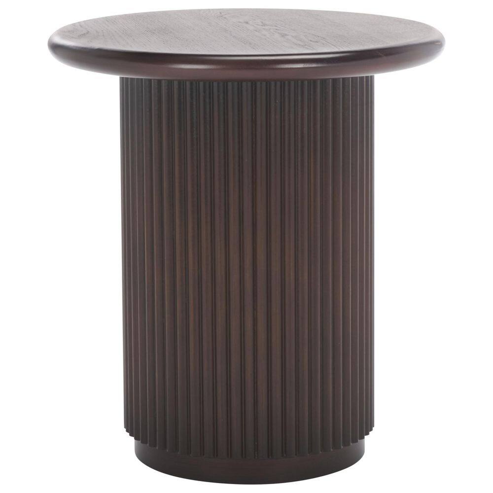 Agami 18.1 in. Dark Brown Round Wood End Table - thumbnail 2