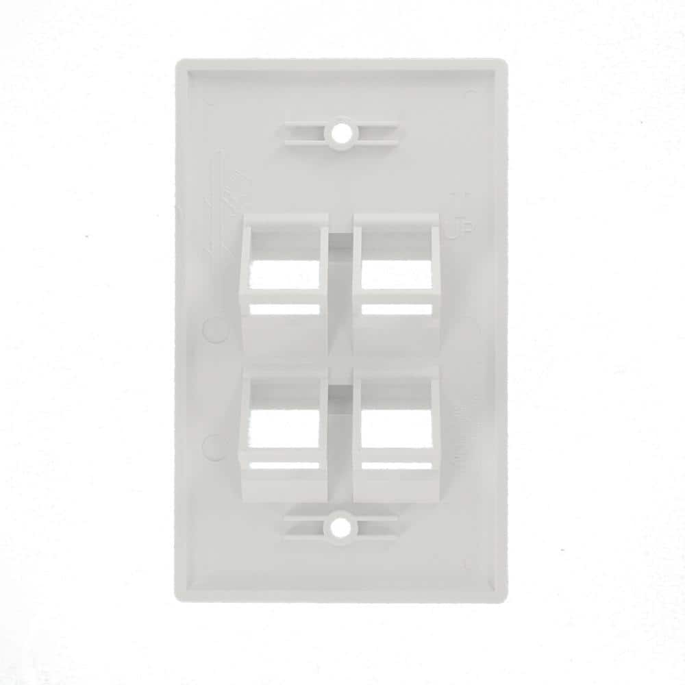 White Single Gang Angled QuickPort Wall Plate