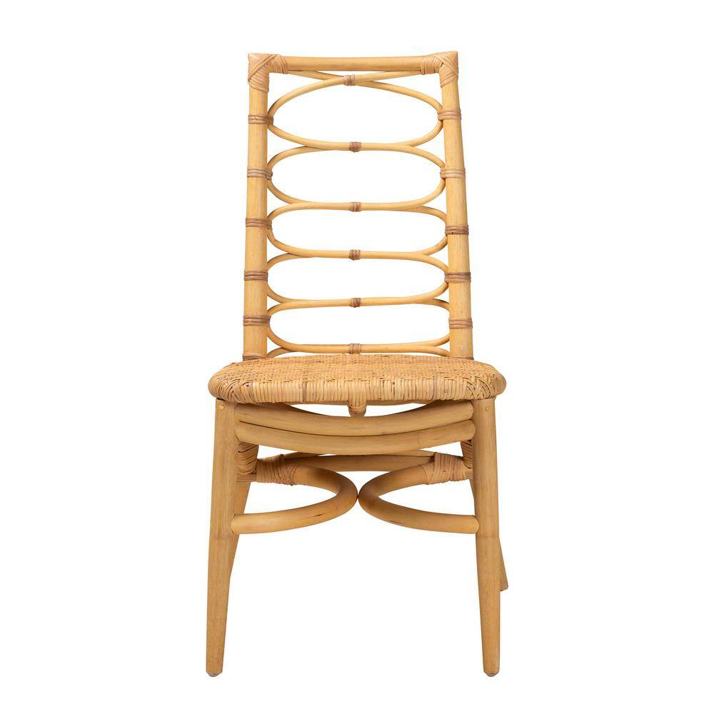 Lisbon Natural Brown Rattan Ladderback Dining Chair