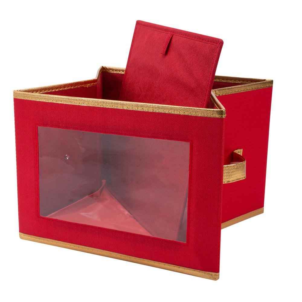 Red Polyester Dinner Plate Storage Box with Felt Dividers