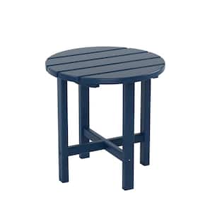 18 in. Mason Navy Blue Round Poly Plastic Outdoor Side Table
