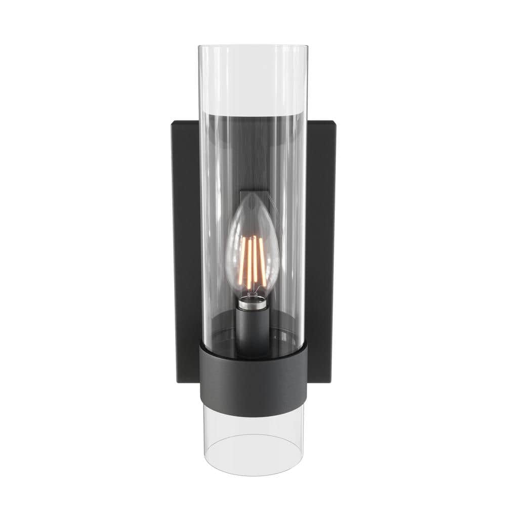 4.72 in. 1-Light Vintage Black Wall Sconce with Glass shade Industrial Anti