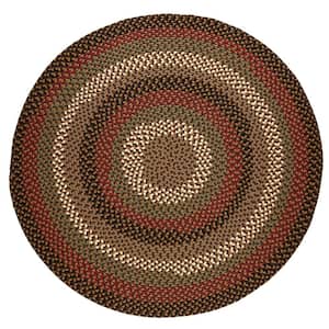 Country Medley Brown Fudge 4 ft. x 4 ft. Round Indoor/Outdoor Braided Area Rug