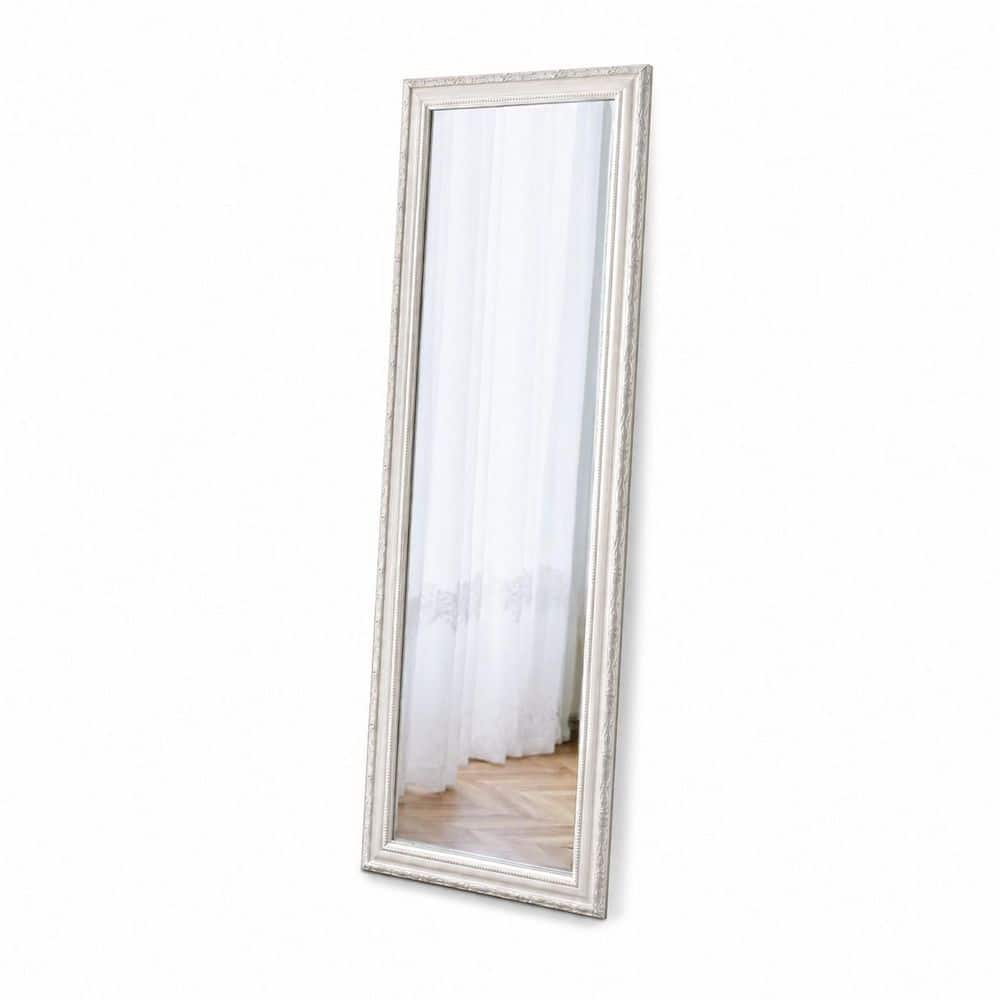 64 in. H x 21 in. W White Scalloped Wood Framed Farmhouse Floor Mirror Full Length Carved Boho Standing Mirror price history on PriceWatchPro