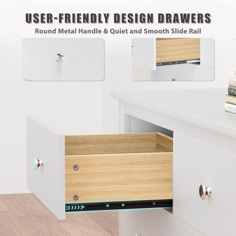 Creaser 52 in. Black MDF Dresser for Bedroom, Wide Chest of Drawers with 5-Wood Dresser Drawers - thumbnail 6