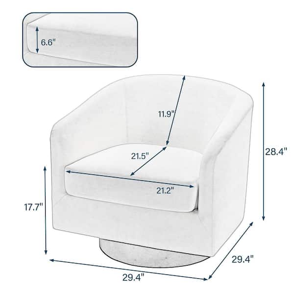 Uixe Cream PU Leather Upholstered 360° Swivel Arm Chair with