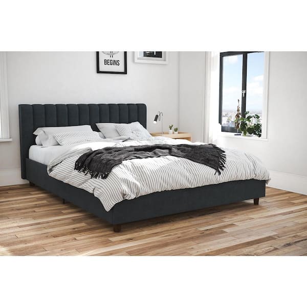 Brittany Blue Linen Queen Upholstered Bed
