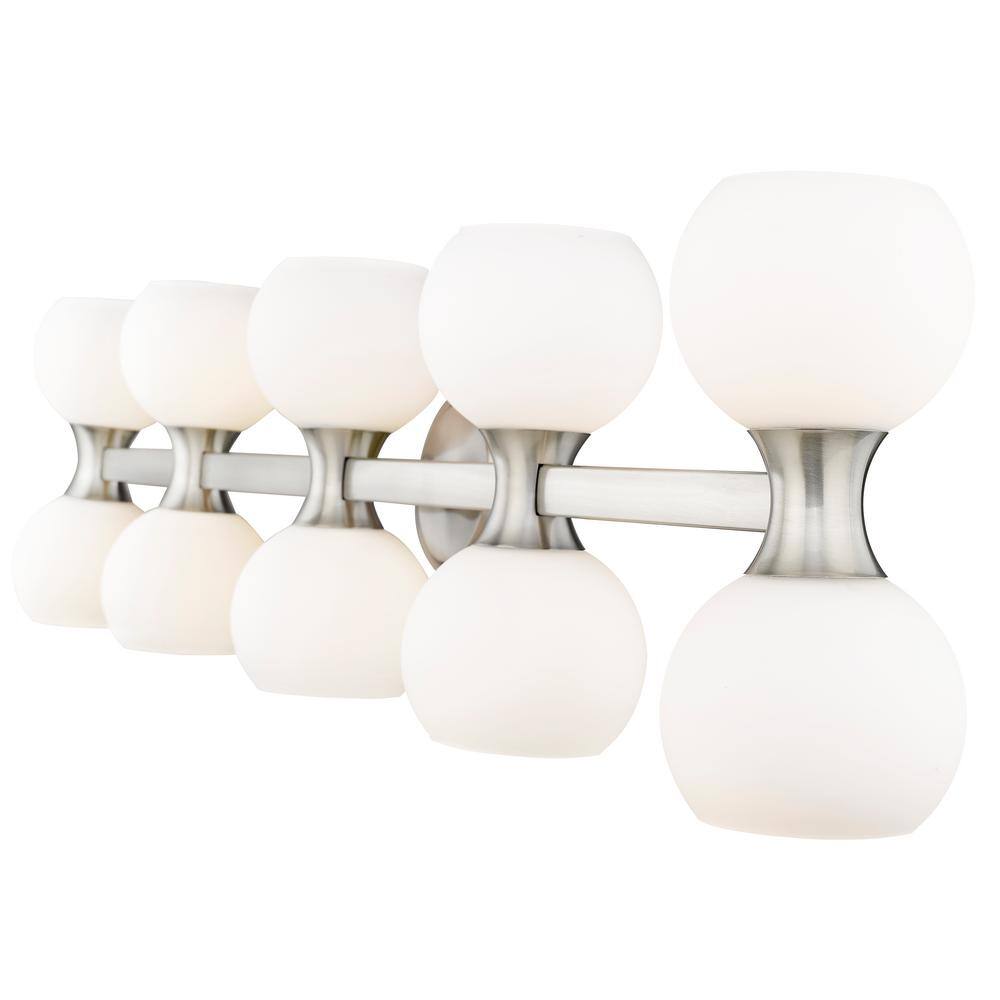 Artemis Brushed Nickel 10-Light Vanity with Opal Glass Shades