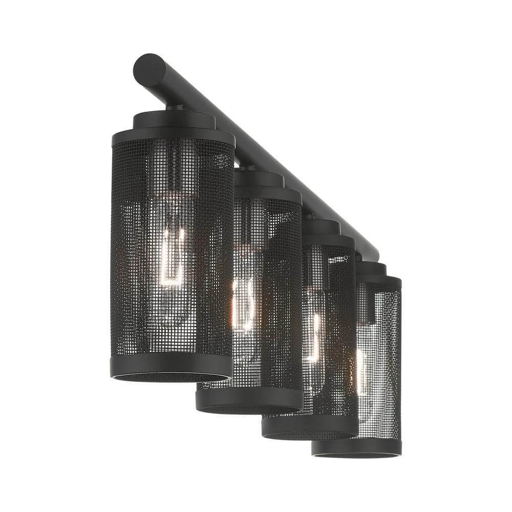 Industro Sleek 4-Light Black and Brushed Nickel Outdoor Vanity Sconce