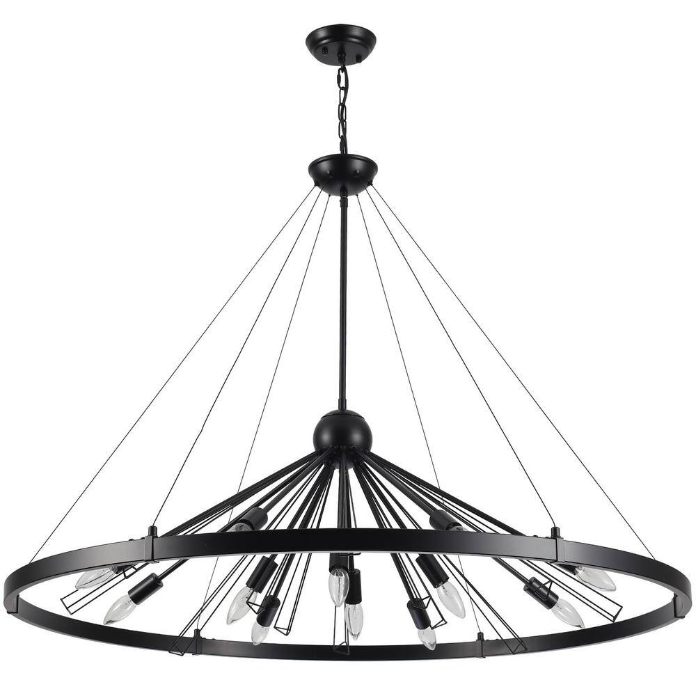 LWYTJO 12-Light Black Dimmable Farmhouse Sputnik SphereAdjustable Wagon ...