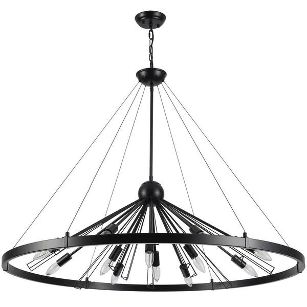 LWYTJO 12-Light Black Dimmable Farmhouse Sputnik SphereAdjustable Wagon ...