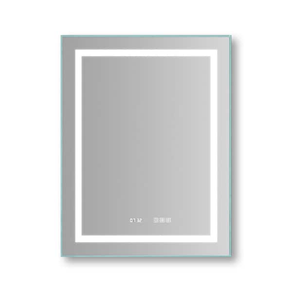 Unbranded Modern 36 in. W x 28 in. H Aluminium LED Lighted Anti-Fog Frameless Rectangular Silver Mirror