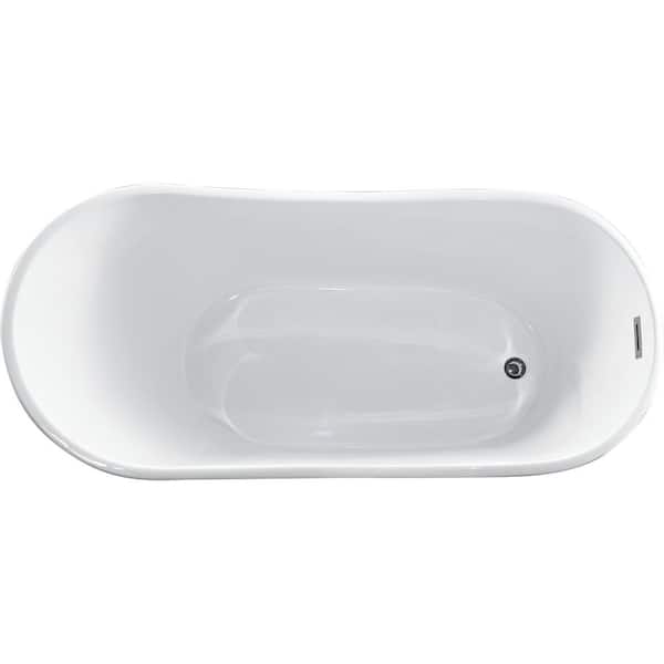 Kahl 67 in. L x 31.5 in. W Acrylic Flatbottom Soaking Bathtub in White