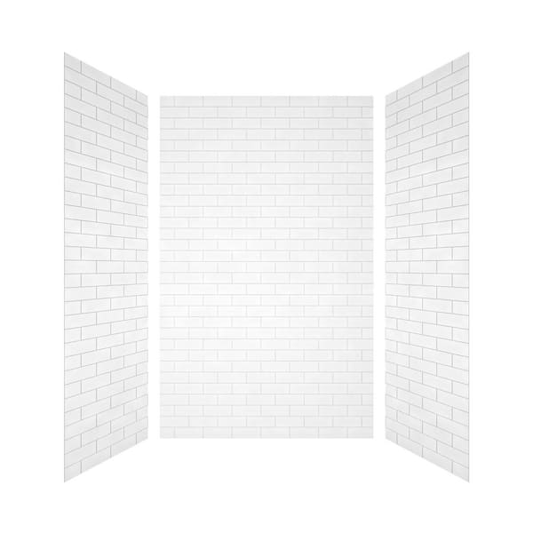 60 W in. x 96 H in. Three-Piece Glue Up Composite Alcove Shower Wall Surround in White