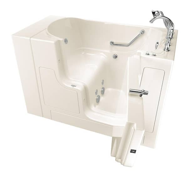 American Standard Gelcoat Value Series 52 in. x 30 in. Right Hand Walk-In Whirlpool Bathtub with Outward Opening Door in Linen
