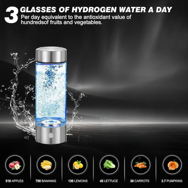 Anqtovp 15.2 oz. Hydrogen Water Bottle Portable Rechargeable Glass