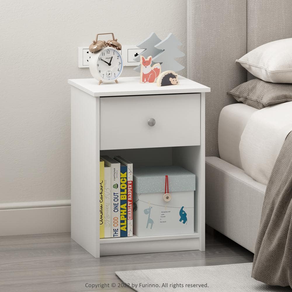 Lucca Contemporary White Nightstand with Storage Drawer