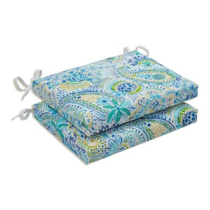 Paisley 18.5 in. x 16 in. 2-Piece Outdoor Dining Chair Cushion in Blue/Yellow Gilford