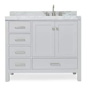 Cambridge 42 in. W x 22 in. D x 36.5 in. H Single Sink Freestanding Bath Vanity in Grey with Carrara Marble Top