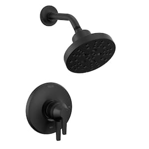 Galeon 1-Handle Wall-Mount Shower Trim Kit in Matte Black with H2Okinetic (Valve Not Included)