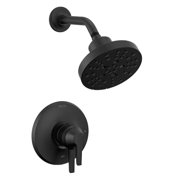 Delta Galeon 1-Handle Wall-Mount Shower Trim Kit in Matte Black with H2Okinetic (Valve Not Included)