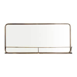 35.87 in. W x 16 in. H Large Rectangular Metal Framed Wall Bathroom Vanity Mirror in Brass Finish