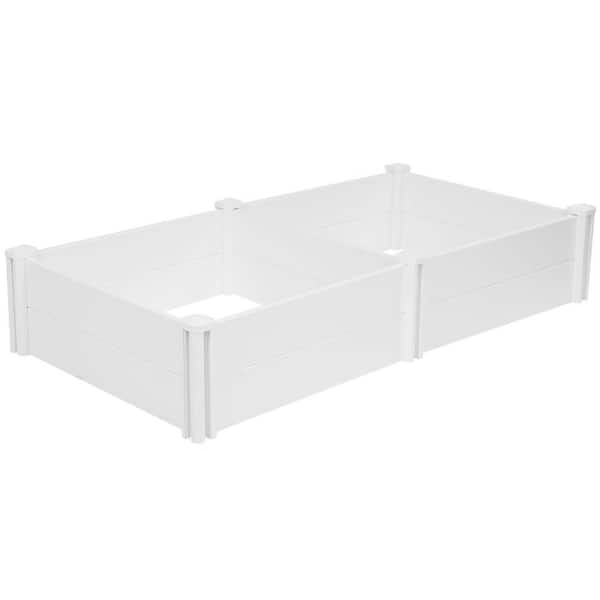 8 ft. x 4 ft. x 1 ft. White PVC Rectangular Outdoor Raised Garden Bed Divisible Elevated Planter Box