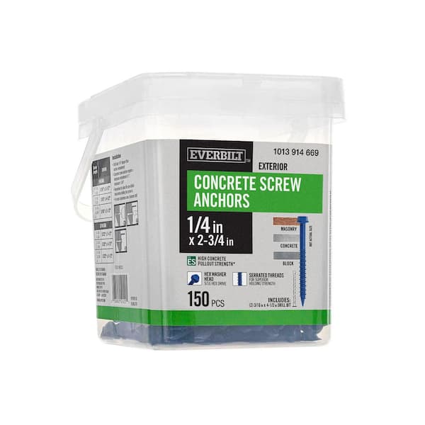 1/4 in. x 2-3/4 in. Hex-Head Concrete Anchors Blue (150-Pack)