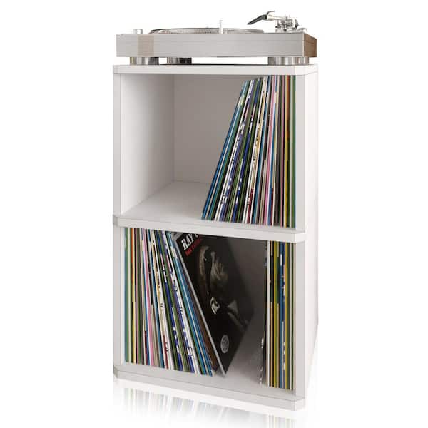 Way Basics zBoard White 2-Shelf Vinyl Record Storage and LP Record Album Shelf