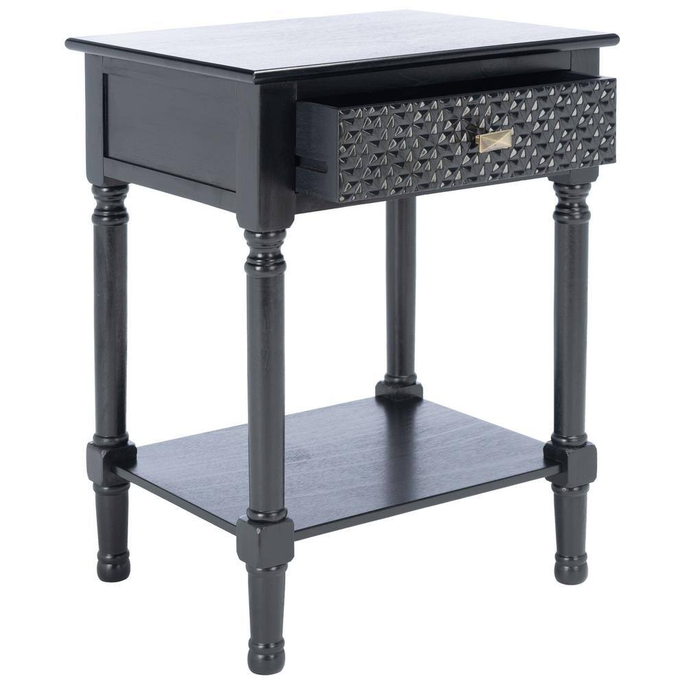 Halton Black Wood 22" Rectangular Accent Table with Storage