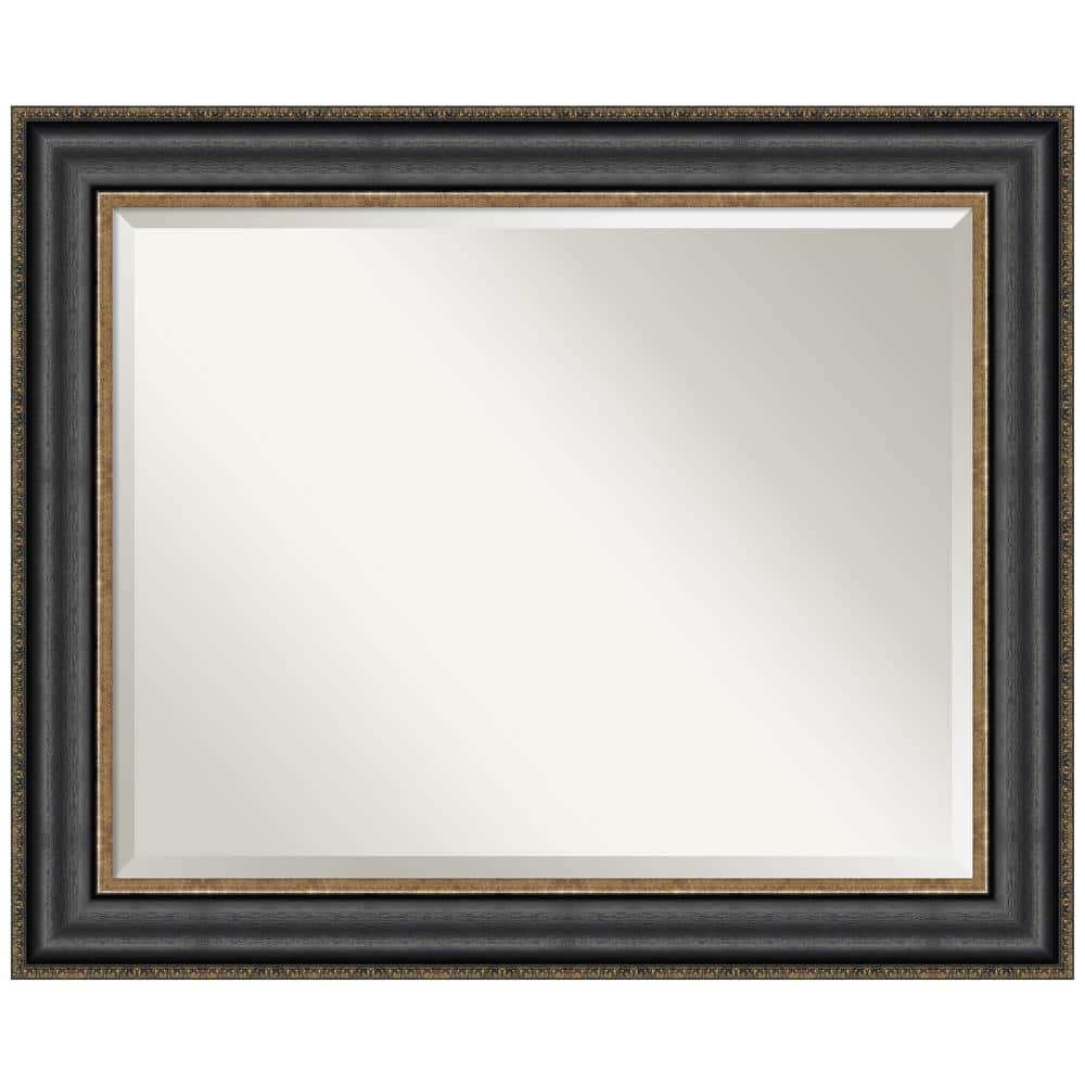Thomas Black Bronze Rectangular Wall Mirror with Wood Frame
