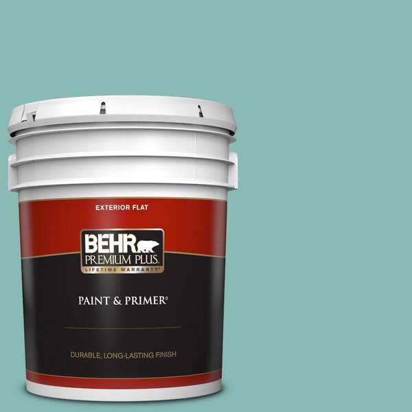 BEHR PREMIUM PLUS 5 gal. #T14-1 Ocean Liner Flat Exterior Paint & Primer