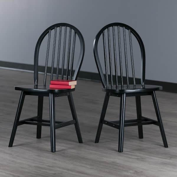Windsor Black Solid Wood Windsor Chair (Set of 2)