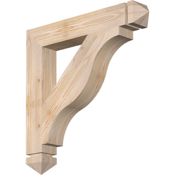 Ekena Millwork 3.5 in. x 24 in. x 24 in. Douglas Fir Funston Arts and Crafts Smooth Bracket