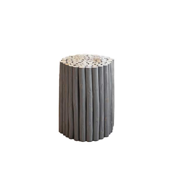 Unbranded Gray Round Wood Outdoor Side Table Farmhouse Retro Round Wood Coffee Table Indoor Cocktail Table