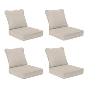 22 in. x 24 in. 2-Piece Deep Seating Outdoor Lounge Chair Cushion in Putty (4-Pack)