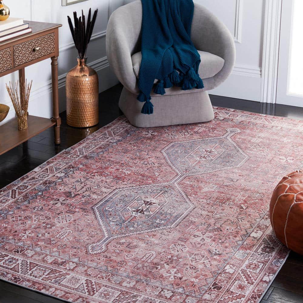 Tucson Red and Beige 8' x 10' Synthetic Area Rug