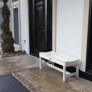 Weldon 46 in. 2-Person White Plastic Outdoor Bench