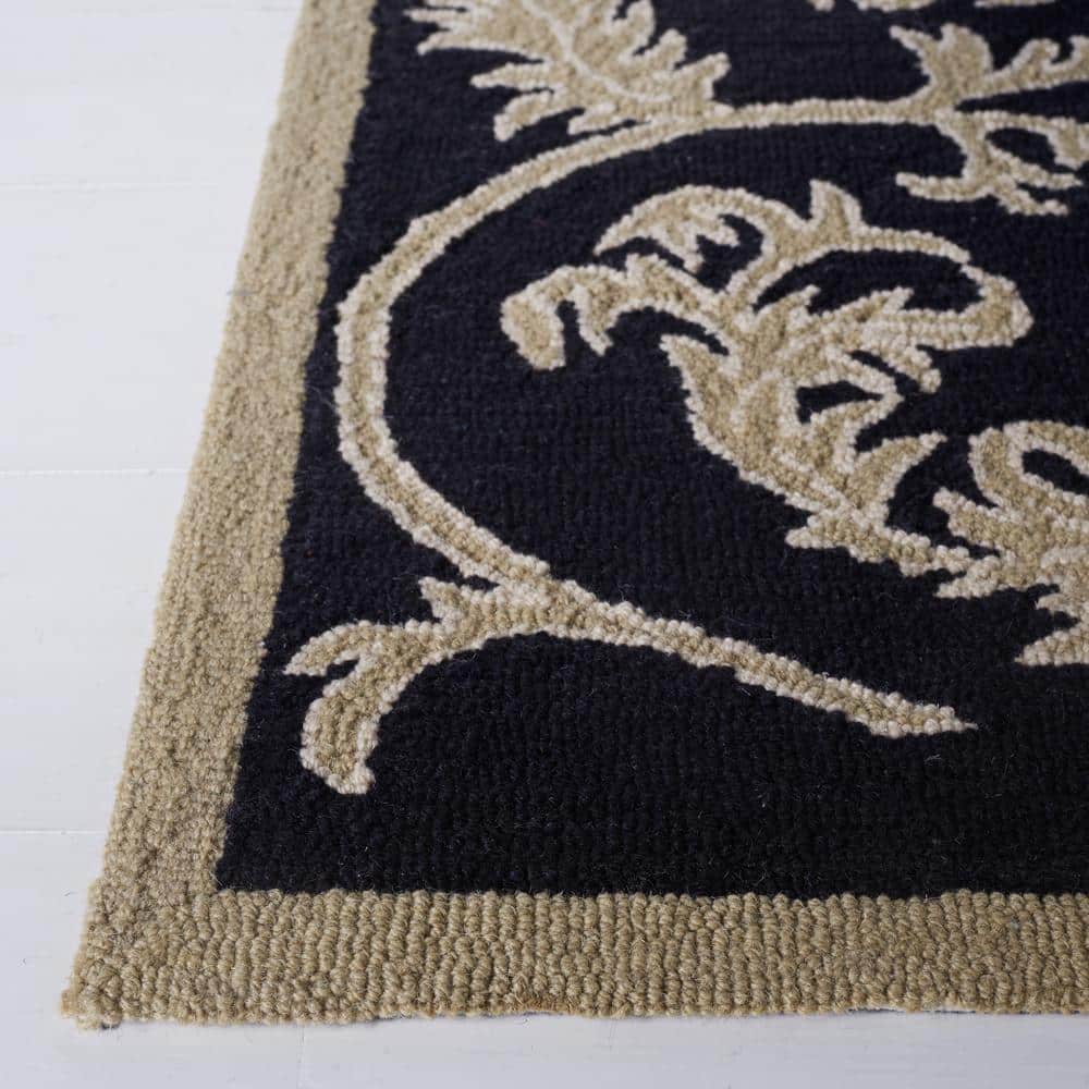 Chelsea Black and Olive Hand-Hooked Wool Area Rug