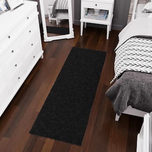 Studio Collection Non-Slip Rubberback Solid Soft Black 2 ft. x 6 ft. Indoor Runner Rug