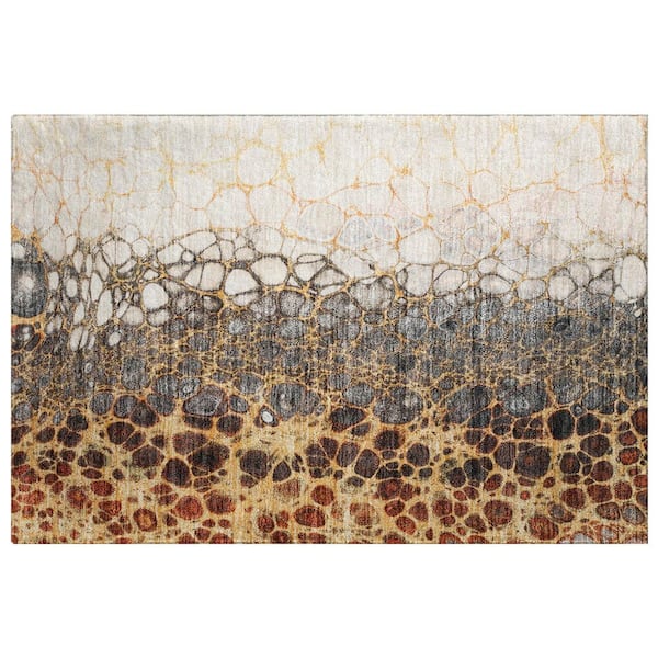 Dream Shag Premium Machine Washable Abstract ADS707 Ivory 3 ft. x 4 ft. Area Rug