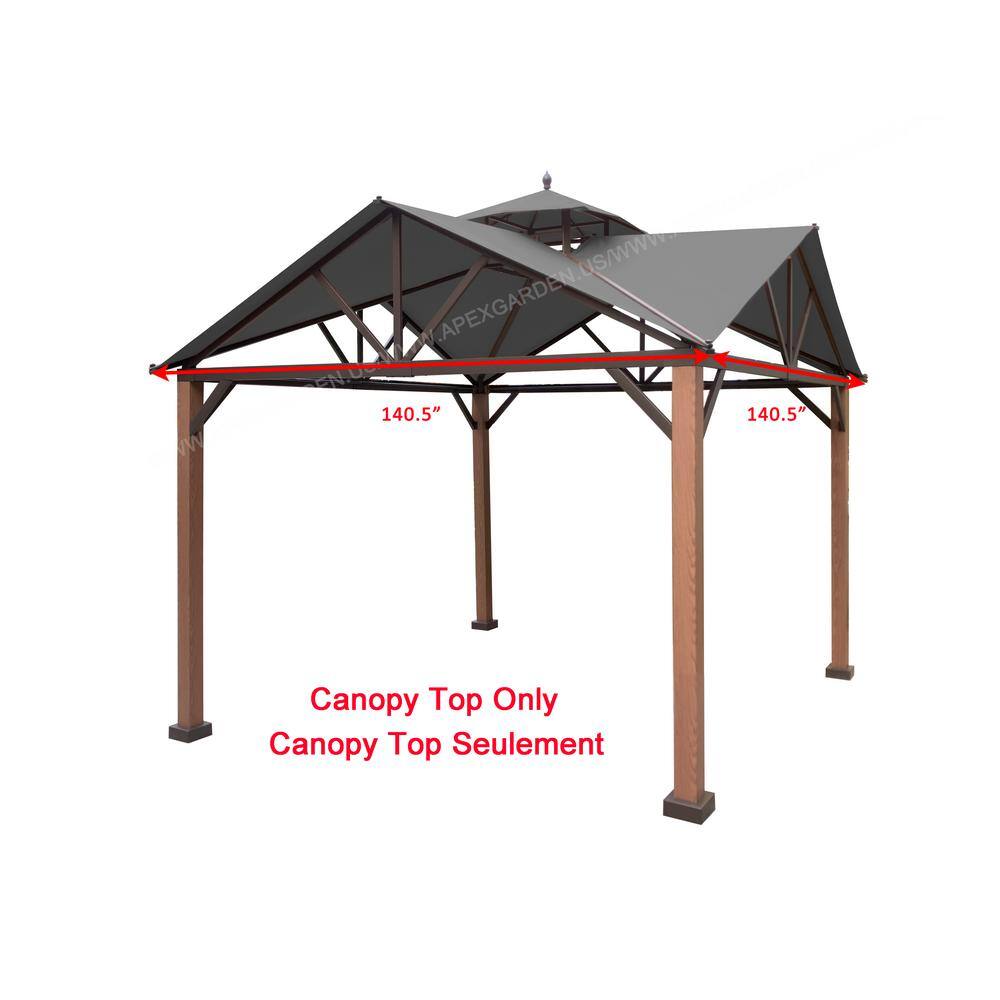 Gray Replacement Canopy Top for 12-ft Gazebo