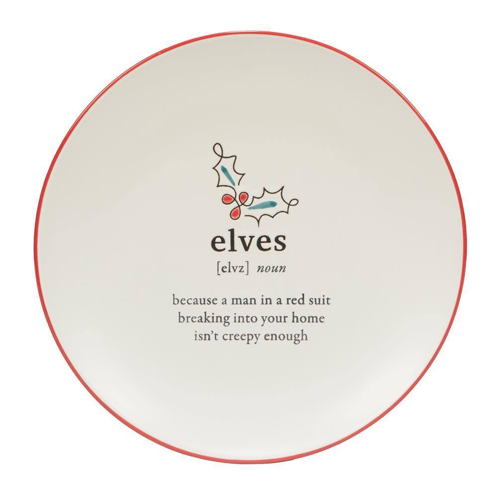 Christmas Fun Sayings Ceramic Dessert Plates Set, 8.25"