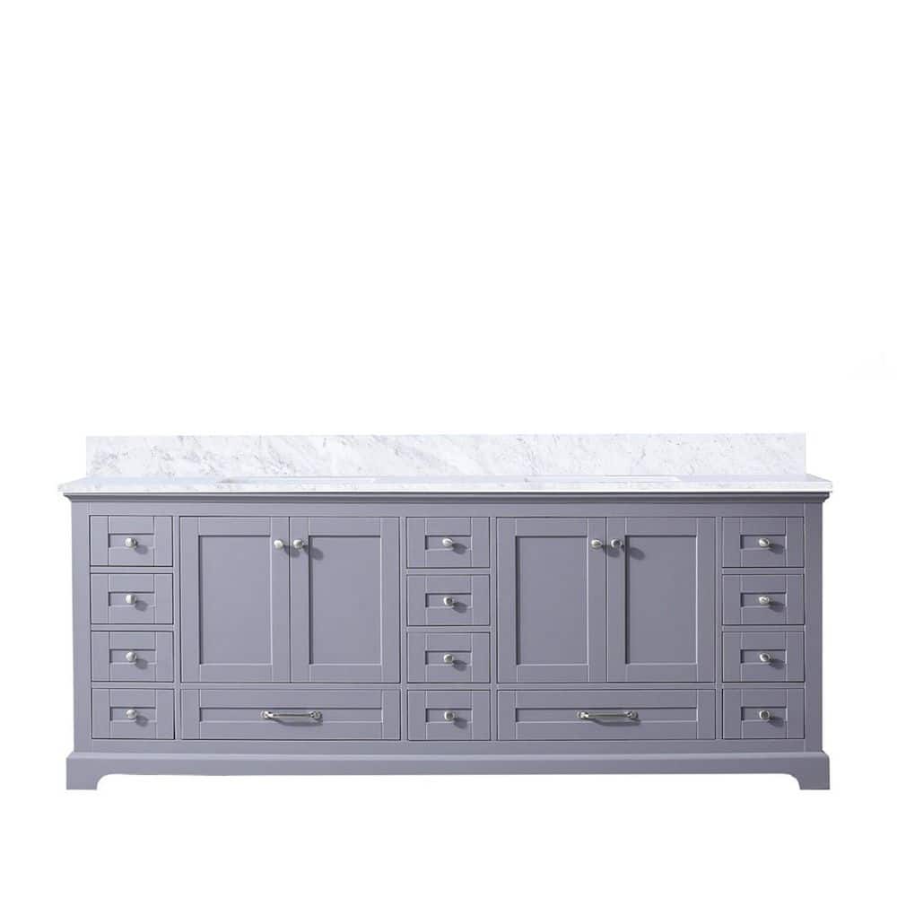 Dukes 84" Dark Grey Double Vanity with White Carrara Marble Top