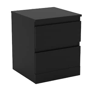 Hawley 2-Drawer Black Oak Nightstand with USB (18 in. H x 15.5 in. W x 15.5 in. D)