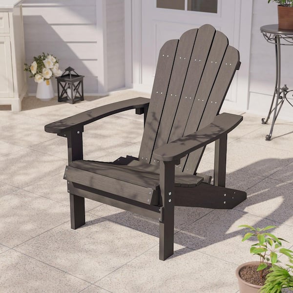 Coffee HIPS Plastic Weather Resistant Adirondack Chair for Outdoors (1-Pack)