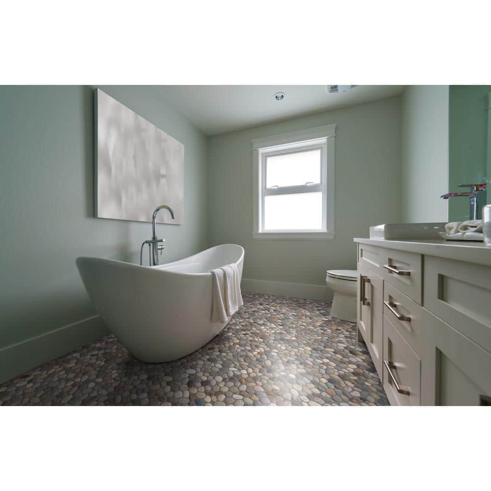 Classic Pebble Gray Blend Natural Stone Mosaic Floor and Wall Tile