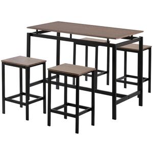 URTR 5-Piece Kitchen Counter Height Table Dining Set, Wood Top and ...