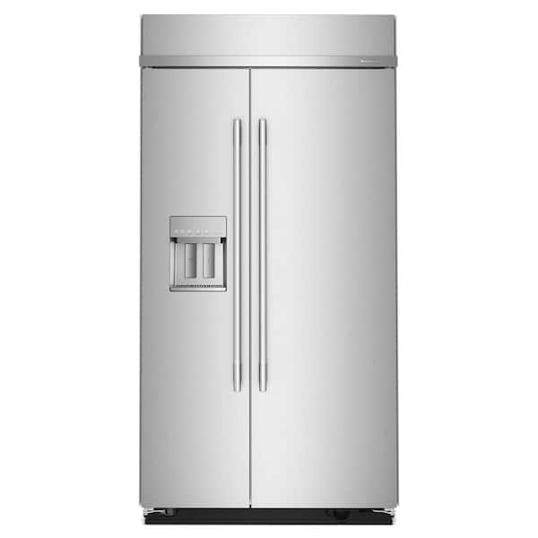 42 in. 25.1 cu.ft. Built-In Side-by-Side Refrigerator in Stainless Steel with PrintShield Finish with Exterior Dispenser